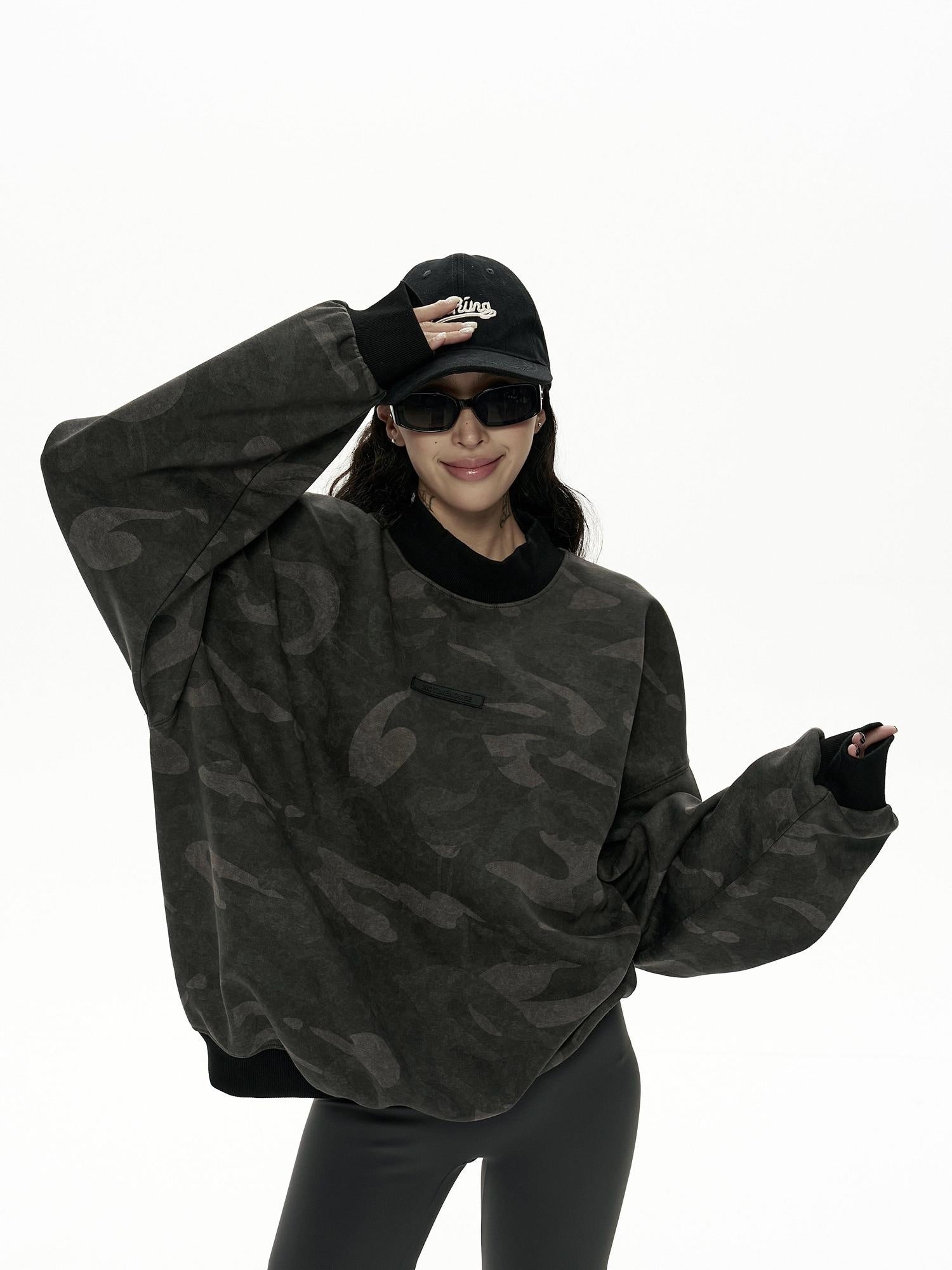 ZERO Cozy Cotton Fleece Option Street Style Oversized Crew Neck Women Sweatshirt