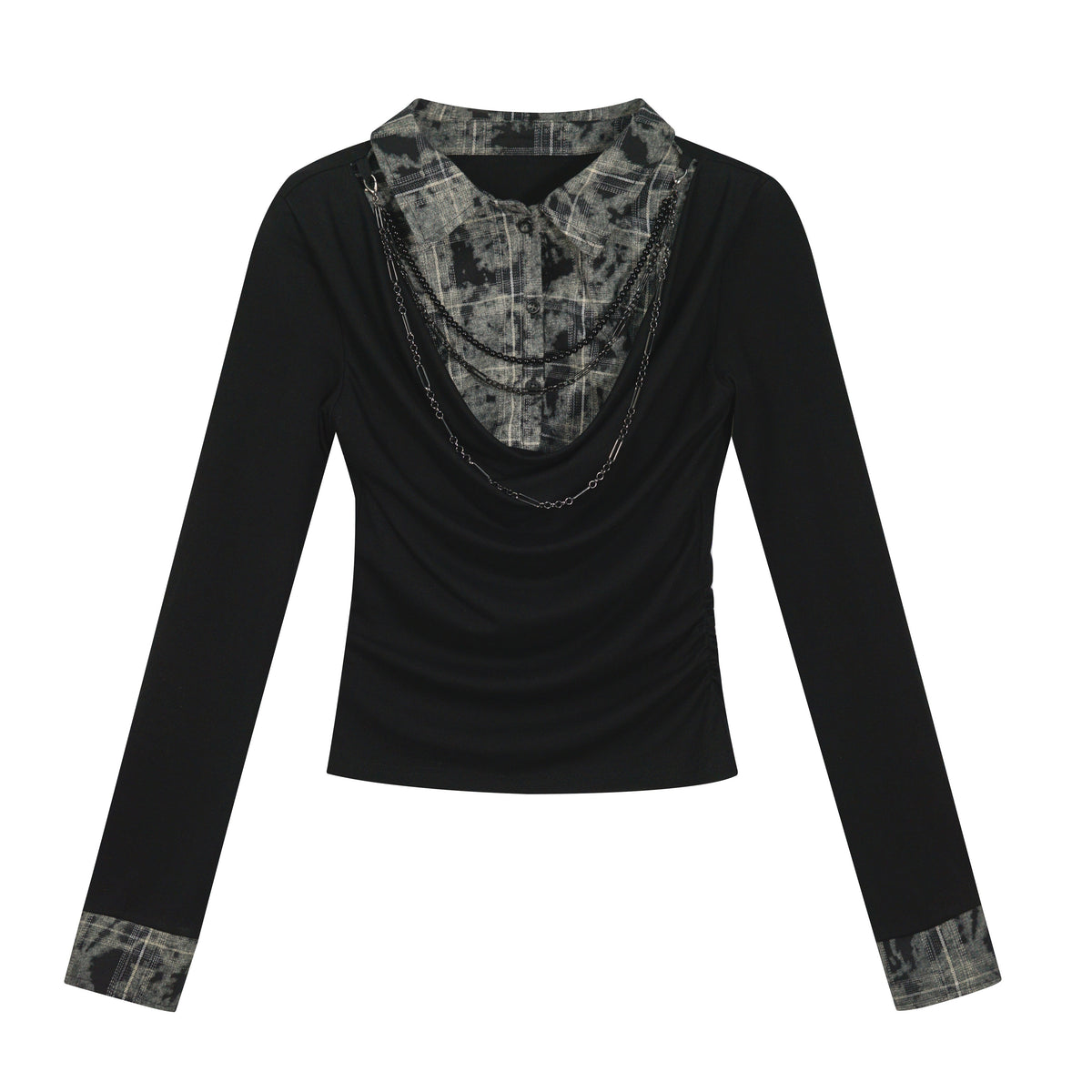 Cest_Nous_Tencel_Non_Deforming_Punk_Slim_Printed_Polo_Collar_Women_Longsleevet-Shirts_MISSTT