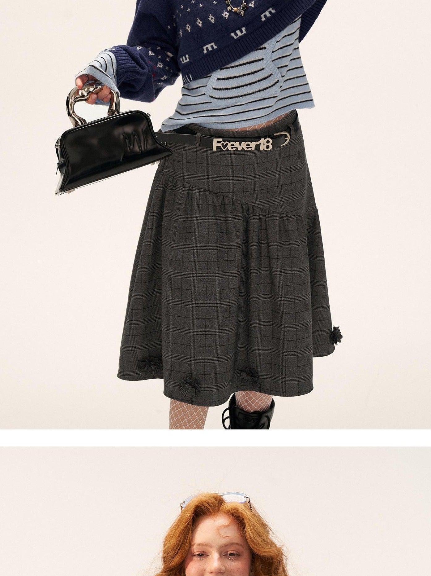 MAMC Sweet Hooded Striped Slim Fit Princess Style Long Sleeve Women Blue Knitwear