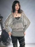 Cest Nous Oversized Punk Letter Print Batwing Hooded Pullover Women Polyester Hoodie
