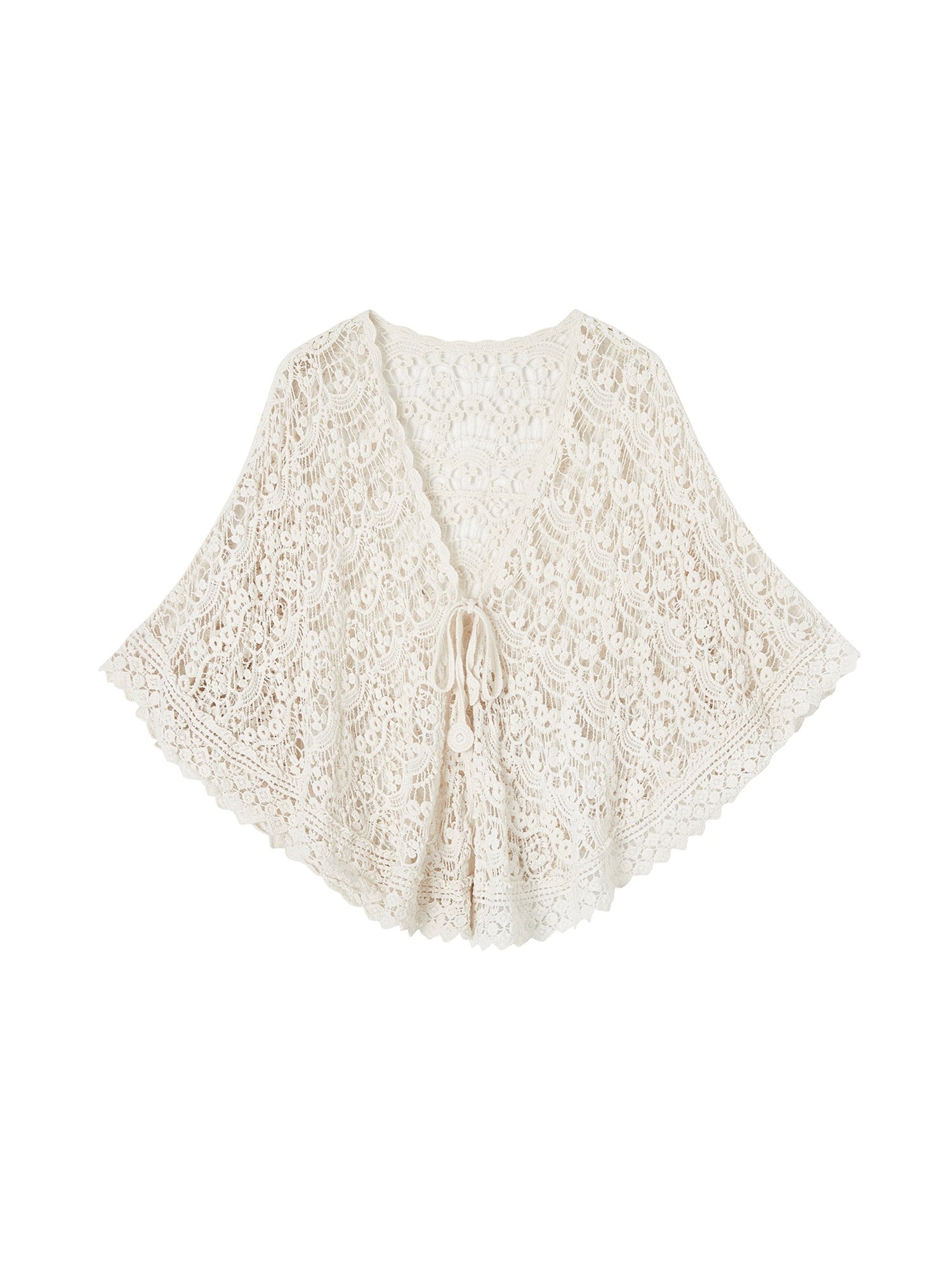 OfAkiva Decorative Openwork Korean Rectangular Beige Unisex Knitwear Cardigans