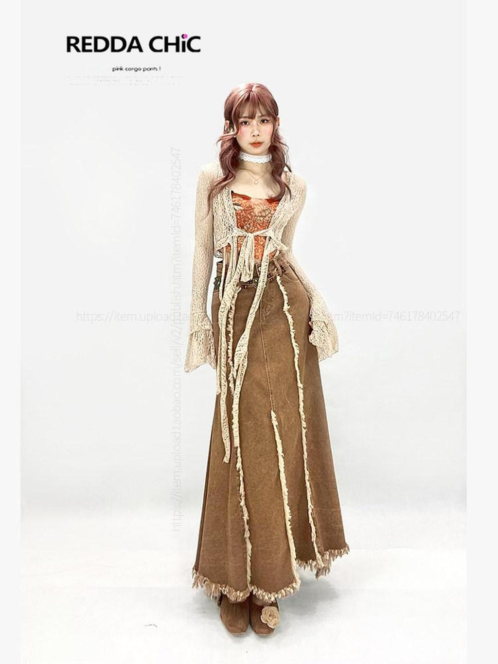REDDACHIC Crochet Lace Tassel Asymmetric V-neck Tie Women'S Polyester Cardigans