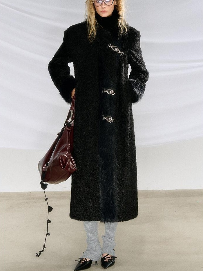 OfAkiva Warm Thick Wool Oversized Commuter Blazer Pocket Women Long Coats