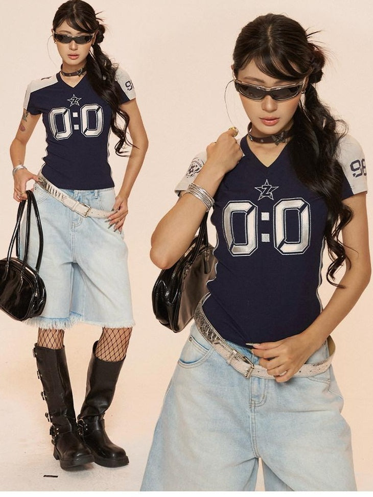 ZERO Soft Viscose Printed V-neck Slim Fit Casual Women Everyday Tops Basic Crop Tops