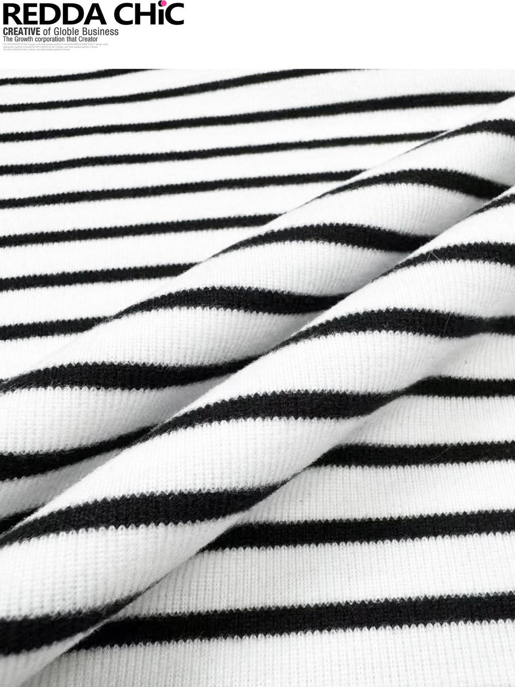 REDDACHIC Black White Stripe Gothic Half Collar Women'S Fleece Long Sleeve T-Shirts