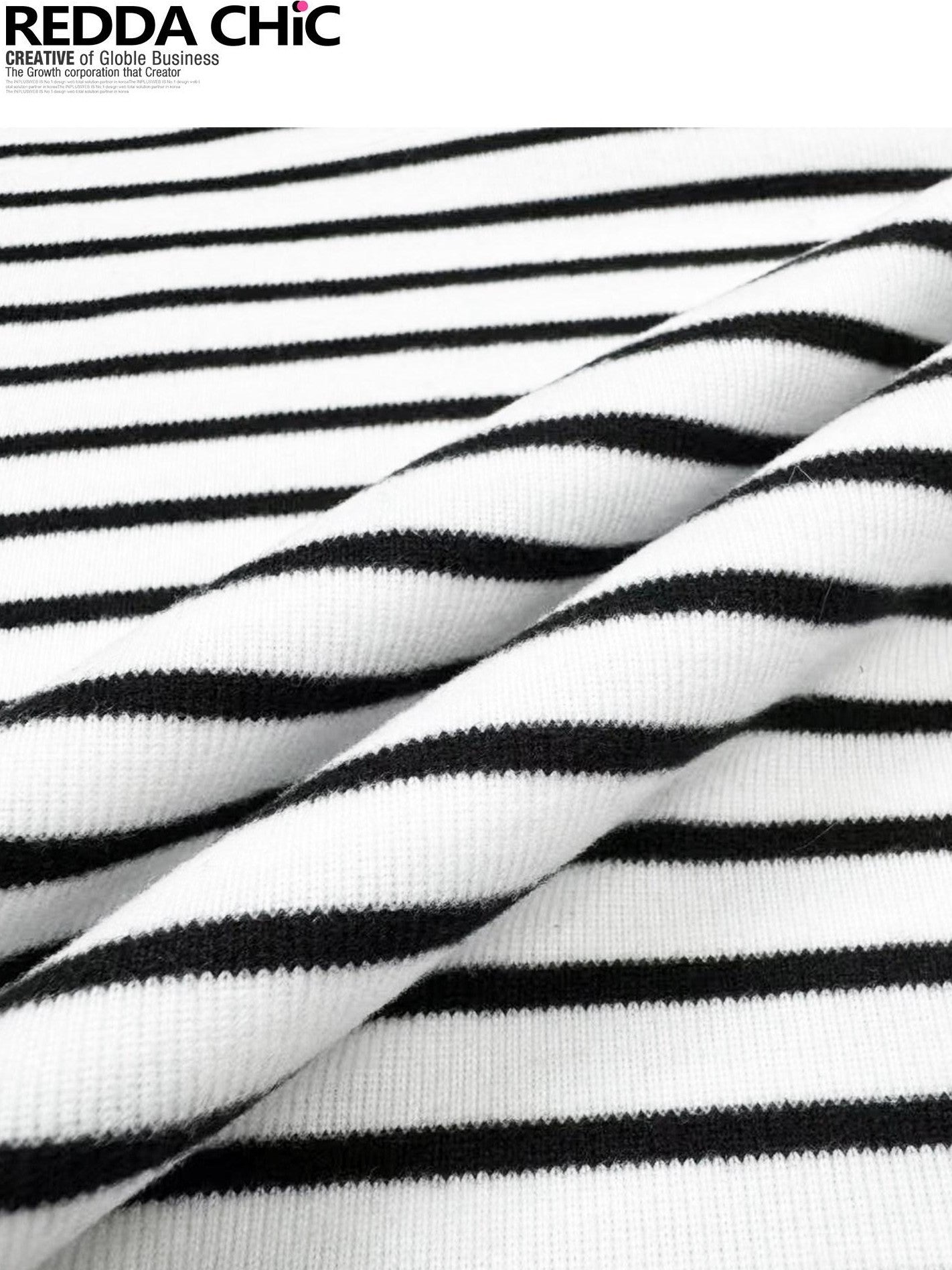 REDDACHIC Black White Stripe Gothic Half Collar Women'S Fleece Long Sleeve T-Shirts