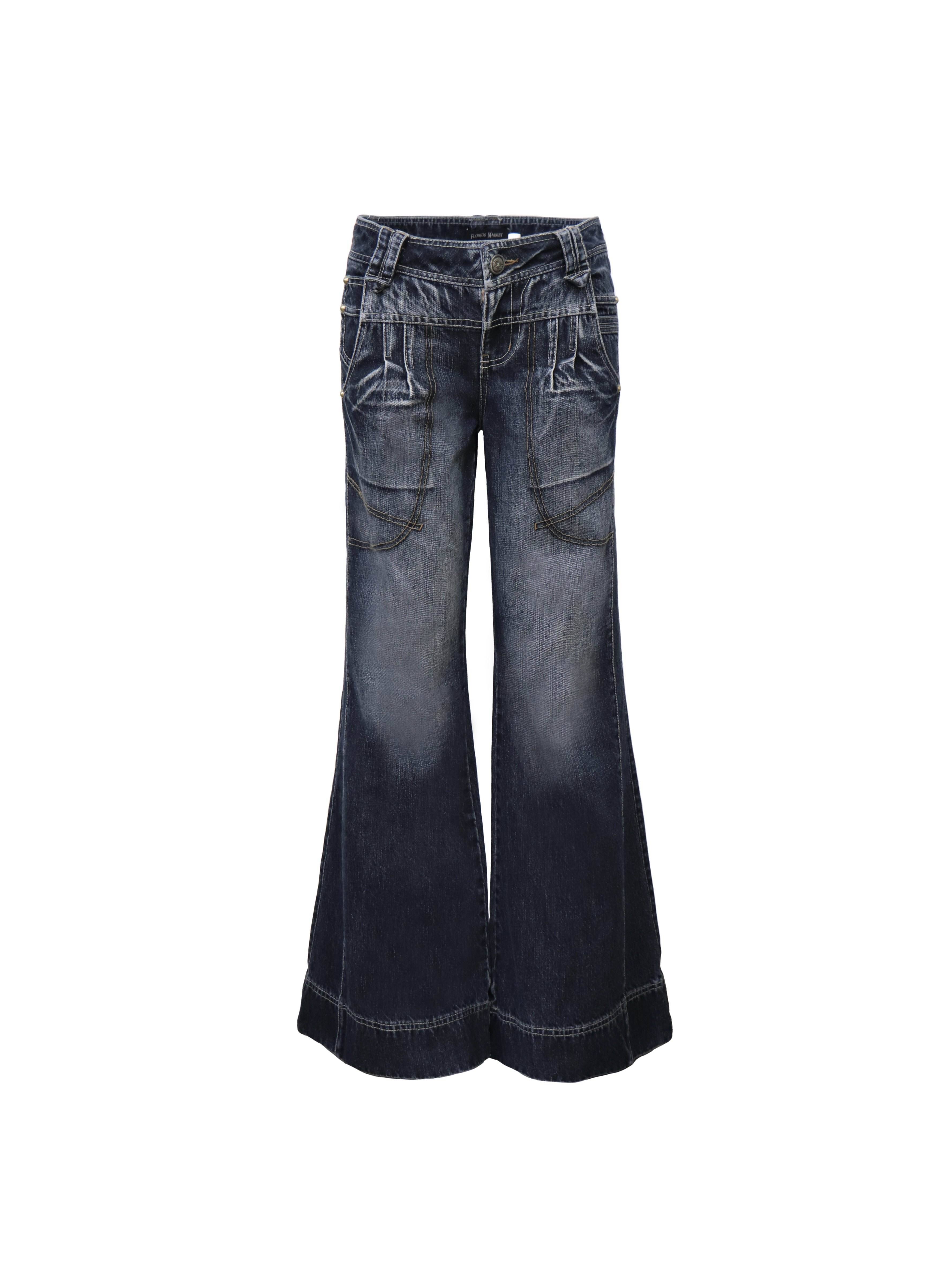 Flowers_birds_Market_Washed_Blue_Distressed_Natural_Waist_Pockets_Button_Fly_Women_Wide-Leg_Jeans_MISSTT