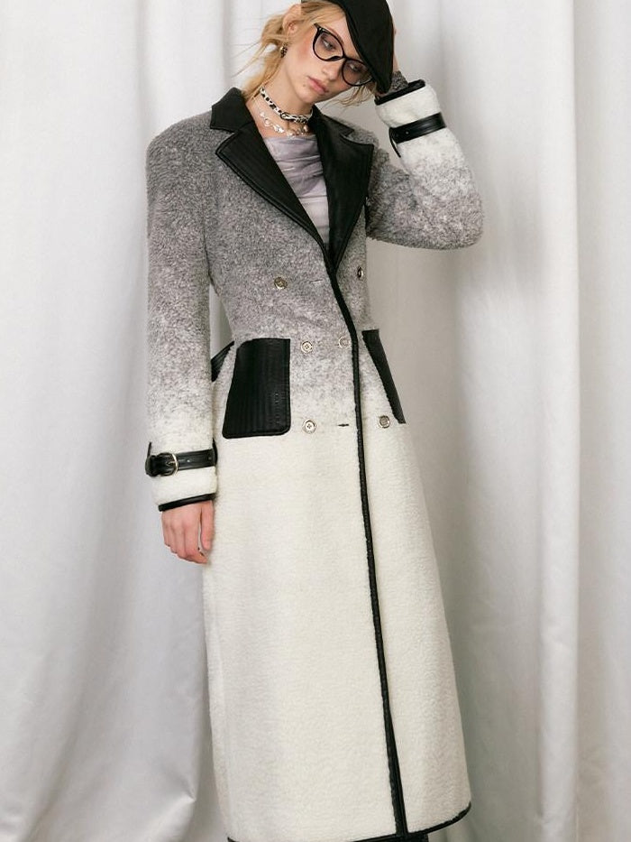 OfAkiva Gradient Belted Commuter Mid Length Single Breasted Women Polyester Long Coats