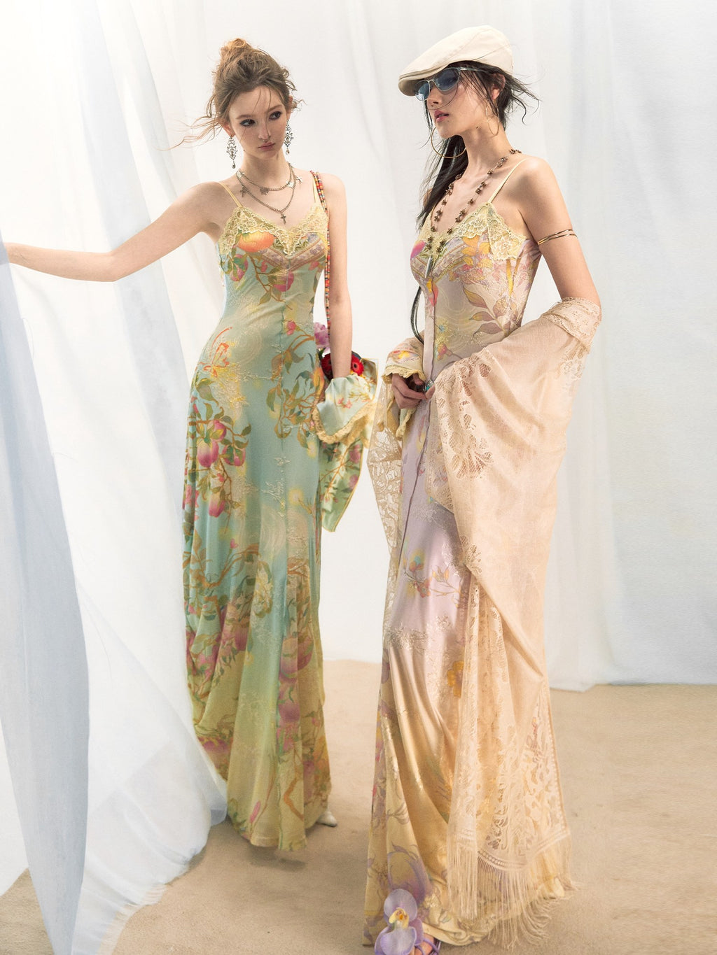 OfAkiva High Stretch Colorblock New Chinese Style A Line High Waist Women Maxi Dresses