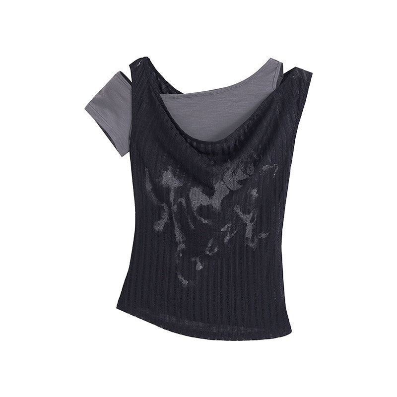 Cest_Nous_Bamboo_Cotton_Slim_Fit_Slant_Neck_Graffiti_Print_Women_Shortsleevet-Shirts_MISSTT