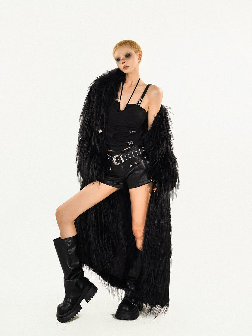 Nico Molly Edgy Slim Pu Leather Punk Straight Natural Waist Zipper Womens Black Mini Shorts