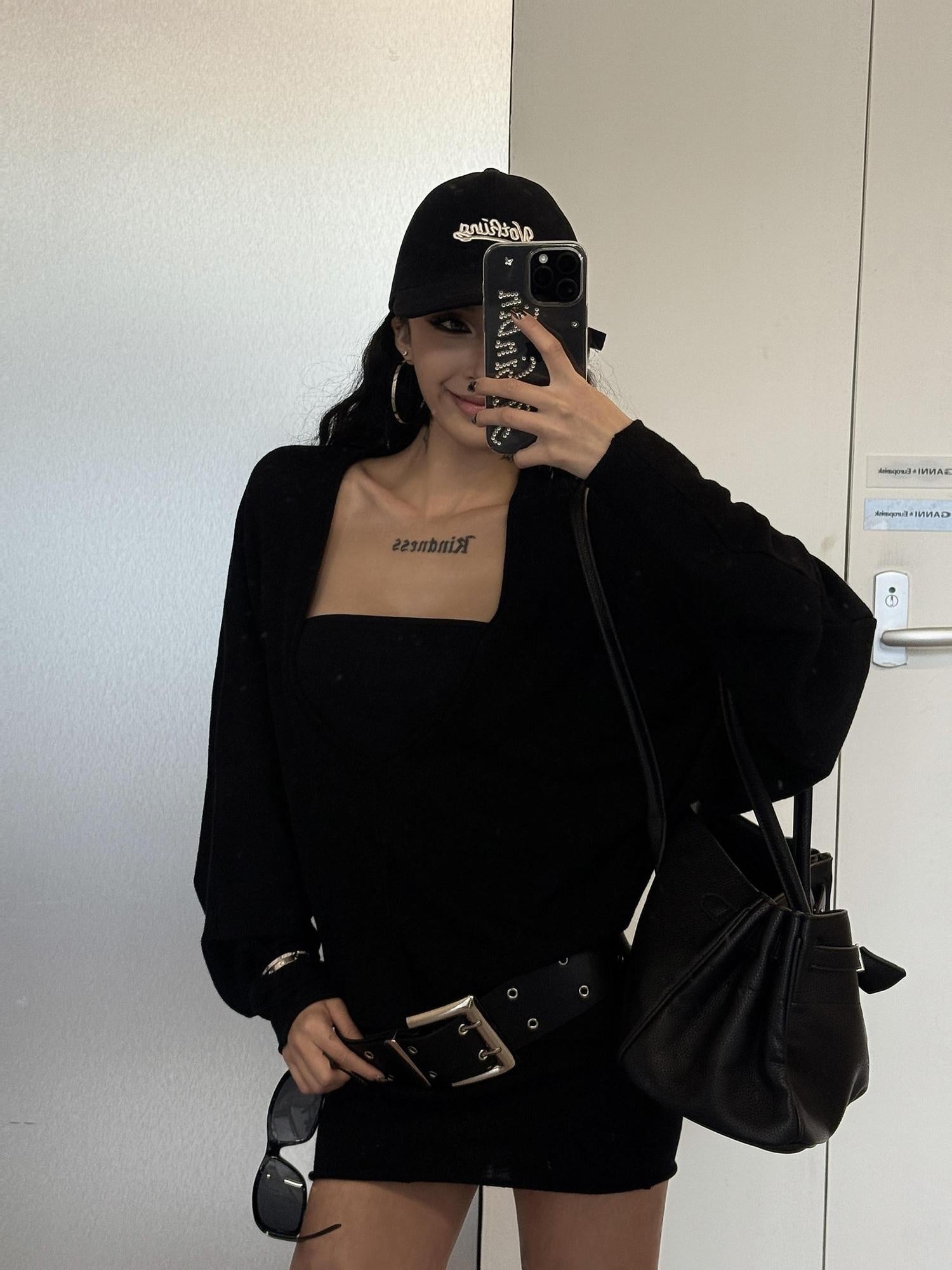 ZERO Batwing Sleeve Two Piece Oversized Midlength Pullover Casual Women Cami Knitwear