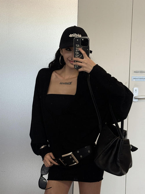 ZERO Batwing Sleeve Two Piece Oversized Midlength Pullover Casual Women Cami Knitwear