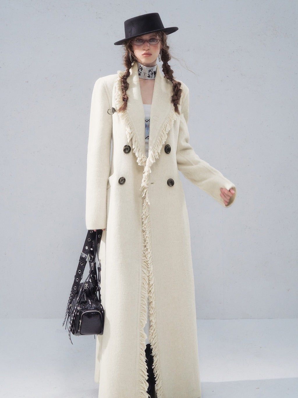 OfAkiva Warm Thick Vintage Slim Fit Long Single Breasted Lapel For Women Wool Coats