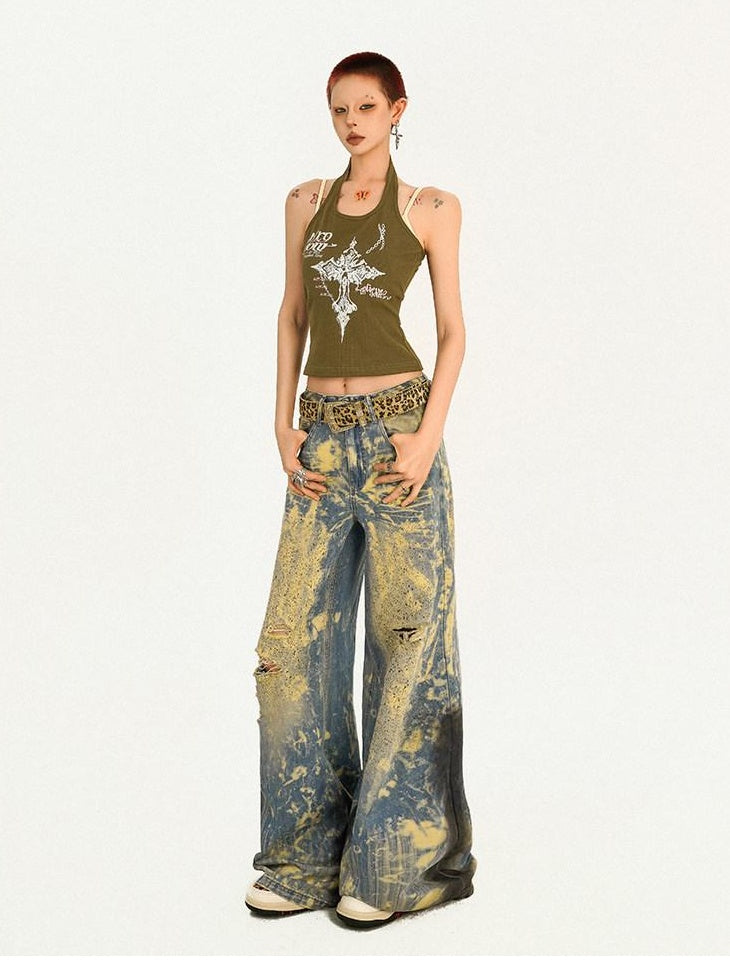 Nico Molly Original Halter Slim Fit Padded Women Y2K Olive Letter Print Camisoles