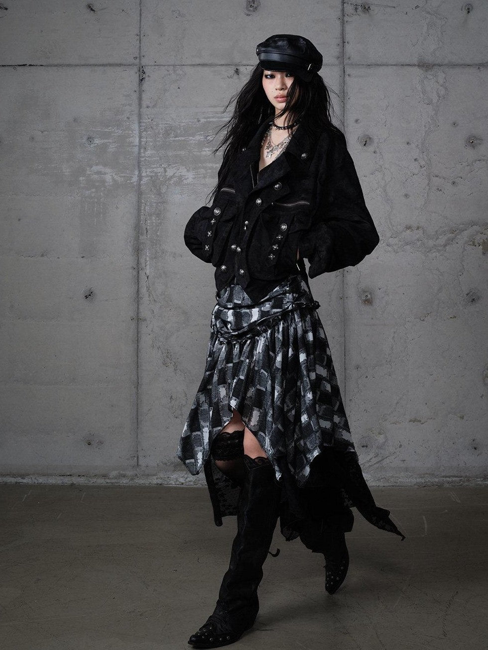 NO ROMANCE Dark Punk Court Knight Heavywork Functional Layered Women'S Suede Utility Jackets