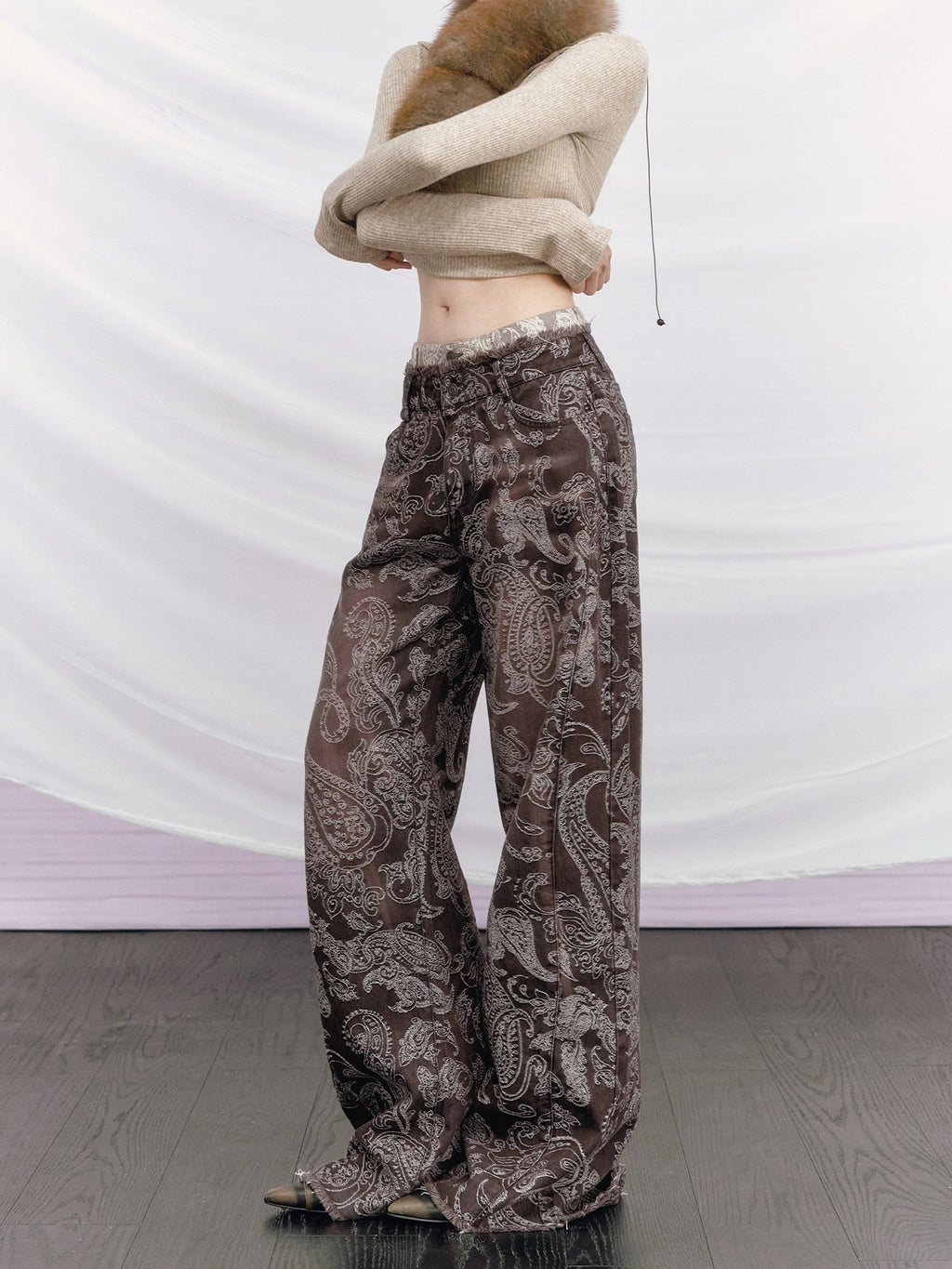OfAkiva High Waist Vintage Washed Cotton Pockets Zipper Fly Casual Women Wide Leg Jeans
