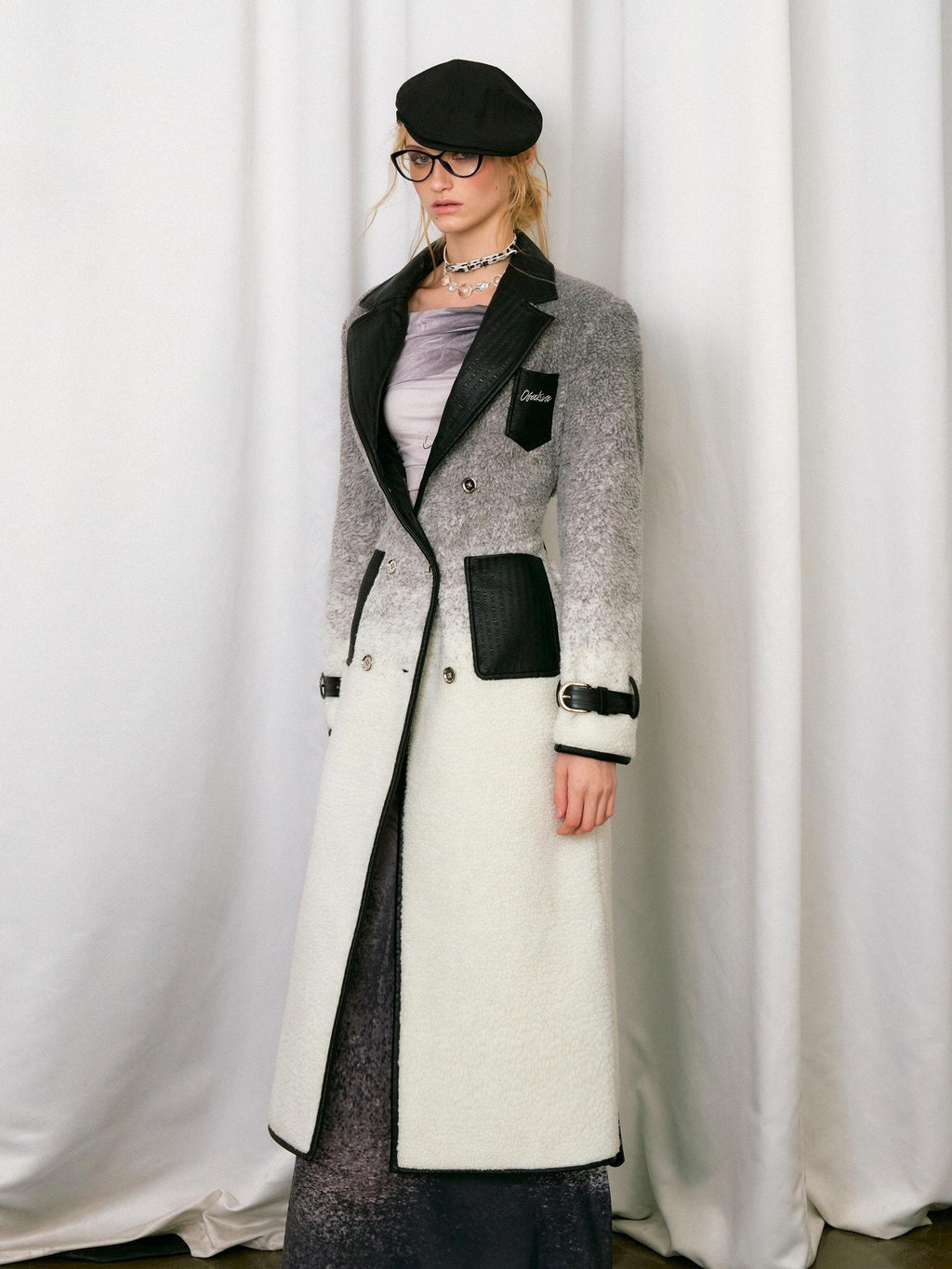 OfAkiva Gradient Belted Commuter Mid Length Single Breasted Women Polyester Long Coats