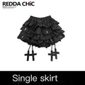 REDDACHIC_Dark_Punk_Cross_Tiered_Cake_Pleated_Women'S_Polyester_Skorts_MISSTT