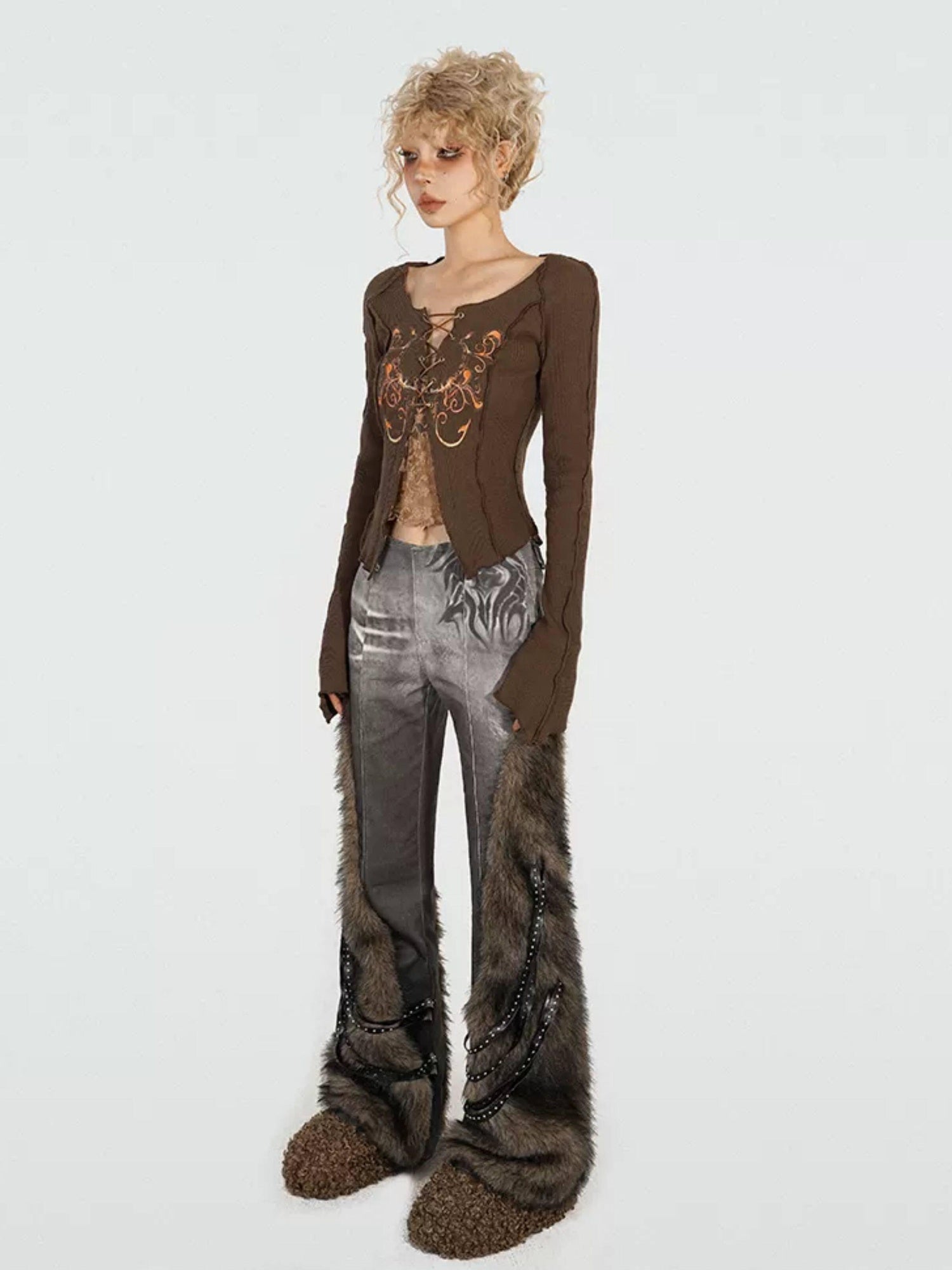 Nico Molly Butterfly Knit Slim Low Waist Tie Boatneck Women Brown Jackets