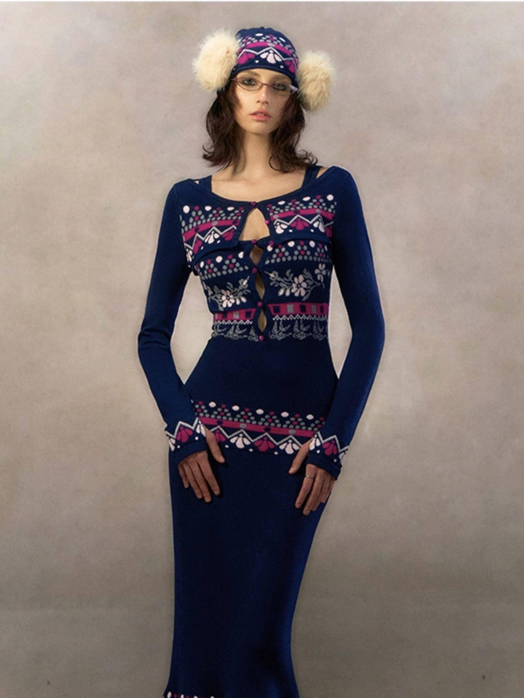 OfAkiva Elegant High Waist Knit Two Piece Mermaid Slim Long Sleeve Women Maxi Dresses