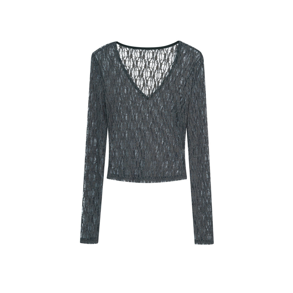 ZERO_Pleated_Lightweight_Nylon_Slim_V-neck_Casual_Women_Long_Sleeve_Crop_Tops_MISSTT