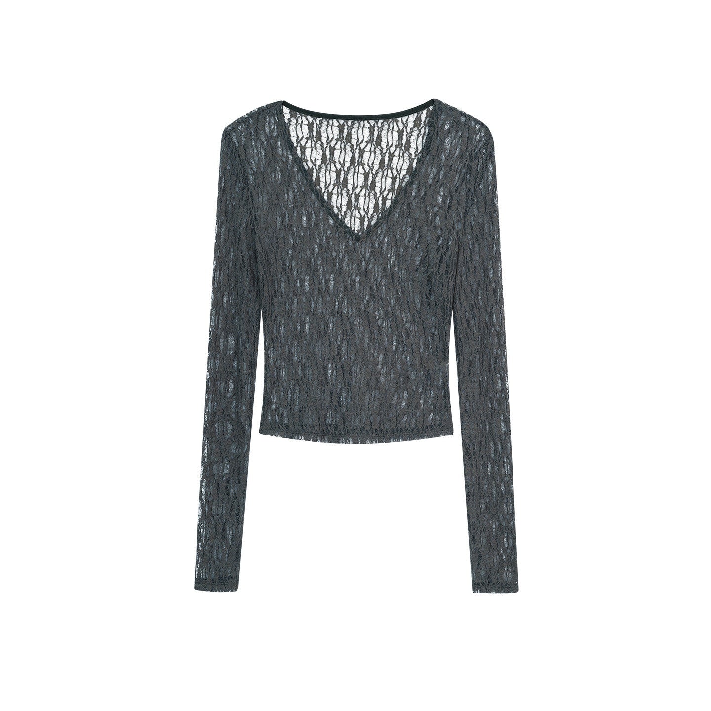 ZERO_Pleated_Lightweight_Nylon_Slim_V-neck_Casual_Women_Long_Sleeve_Crop_Tops_MISSTT