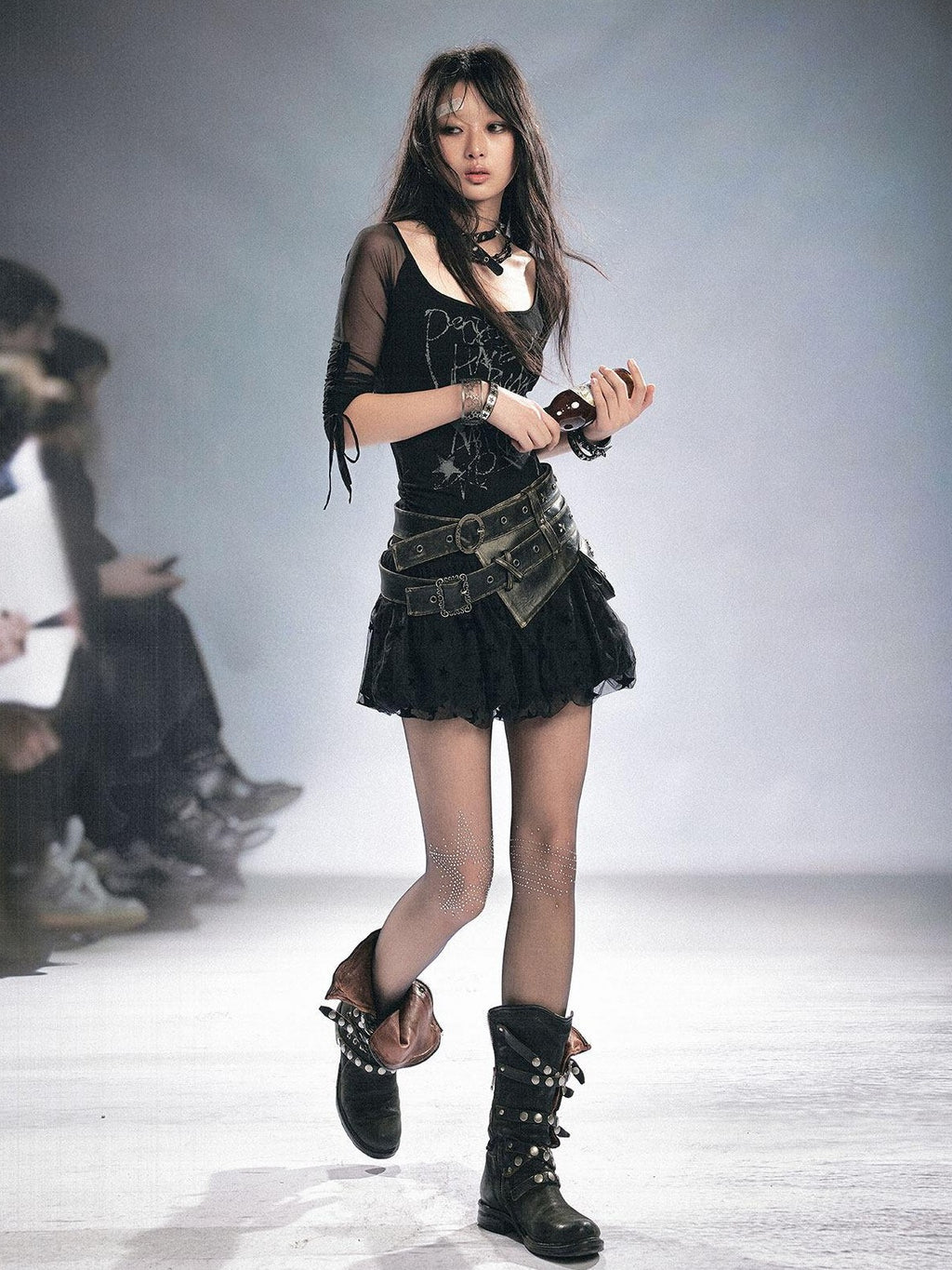 Cest Nous Double Strap High Waist Distressed Slim Fit Women Pu Leather Belts