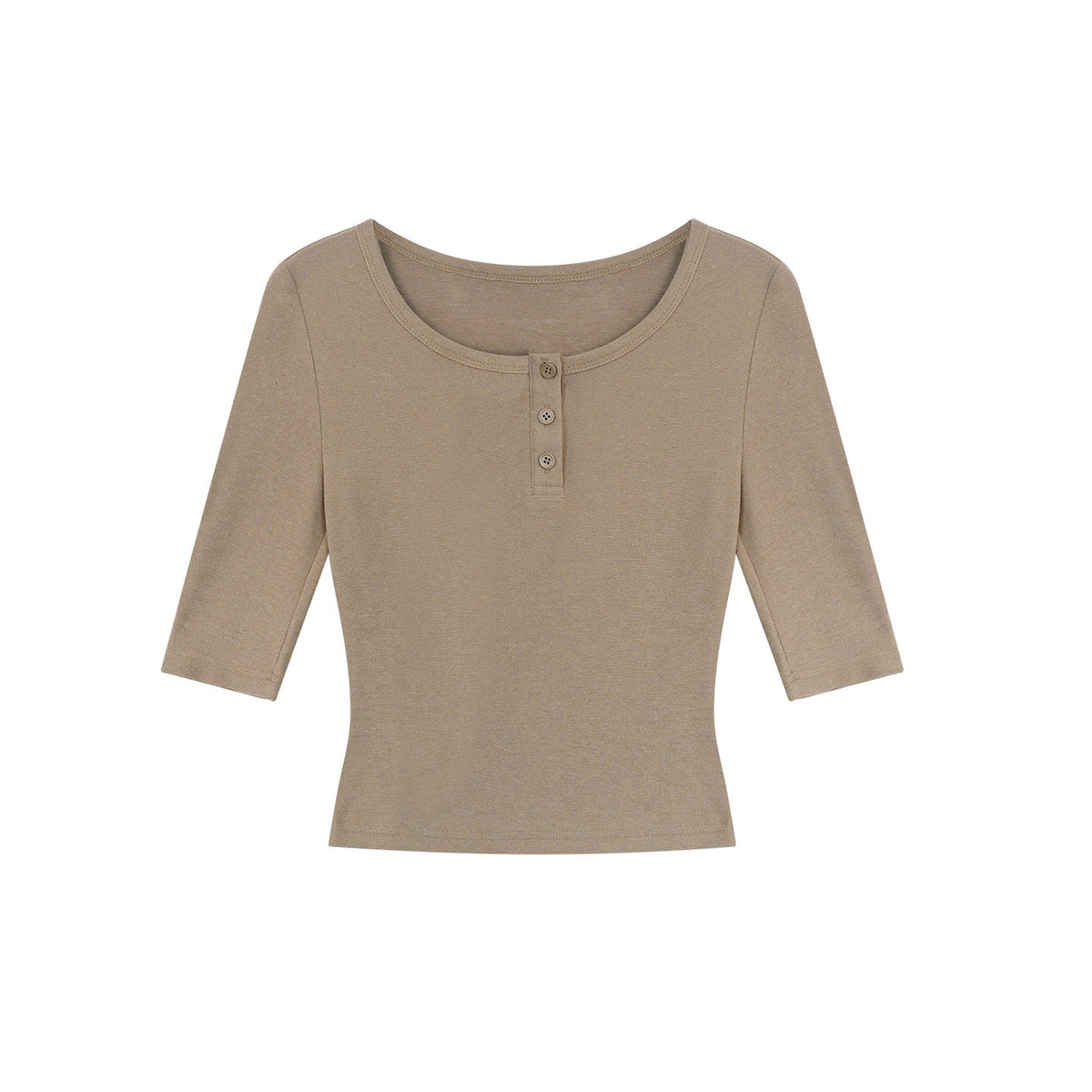 ZERO_Soft_Viscose_Round_Neck_Long_Sleeve_Khaki_Casual_Women_Pull_On_Top_&_Pants_Sets_MISSTT