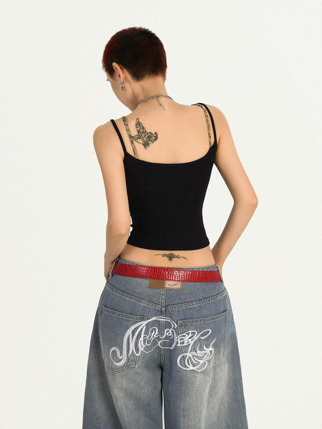 Nico Molly Padded Streetwear Slim Spaghetti Strap Women Yoga Letter Print Black Camisoles