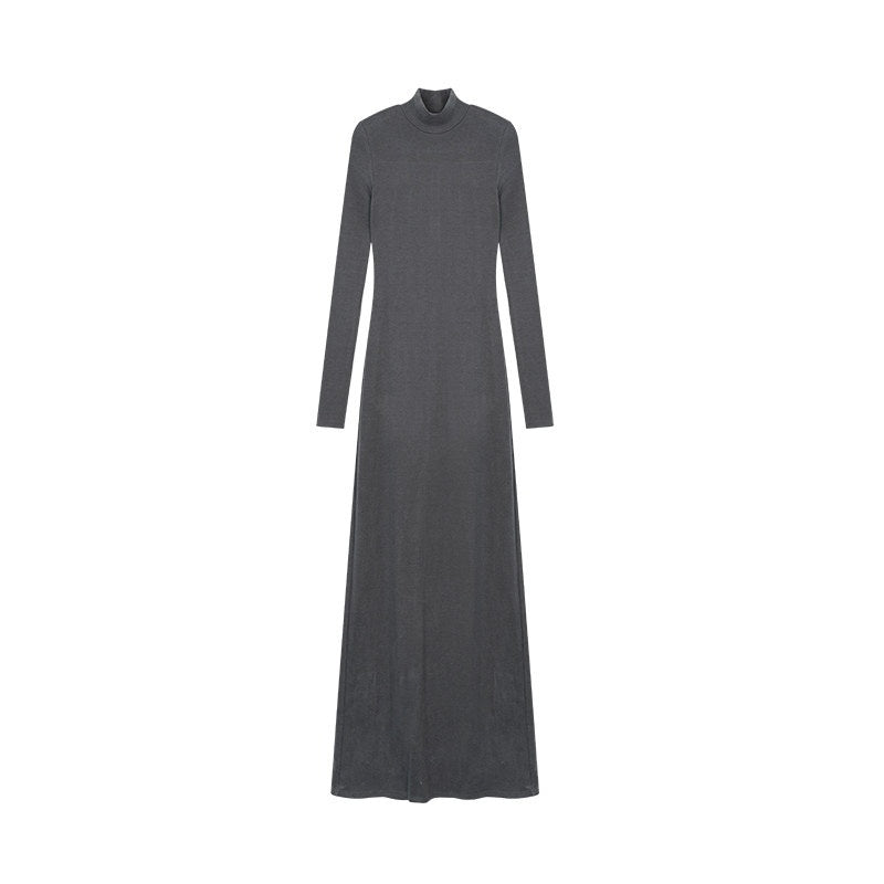 ZERO_High_Stretch_Knit_Slim_Straight_Turtleneck_Long_Sleeve_Black_Maxi_Dresses_MISSTT