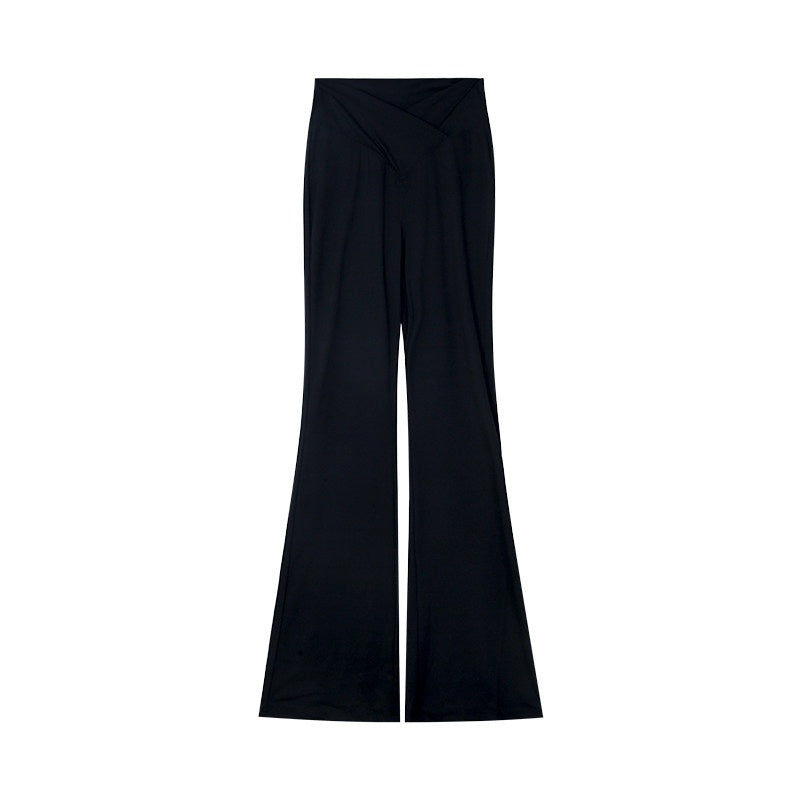 ZERO_Comfort_Stretch_Knit_Natural_Waist_Micro_Flare_Women_Black_Nylon_Flared_Pants_MISSTT