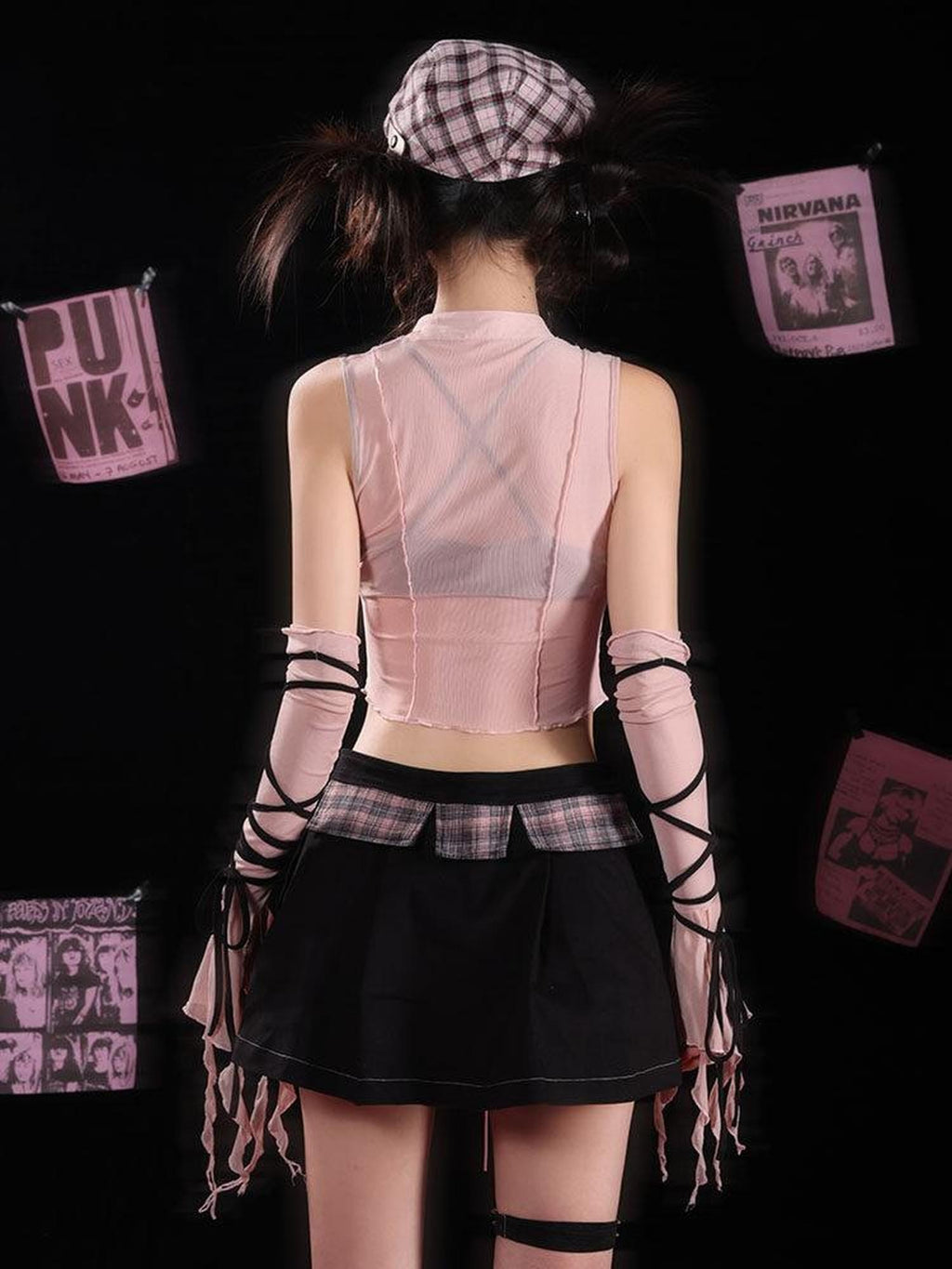 WSW Edgy Printed Cotton Blend Rock A Line Lace Up Midrise Women Mini Skirts
