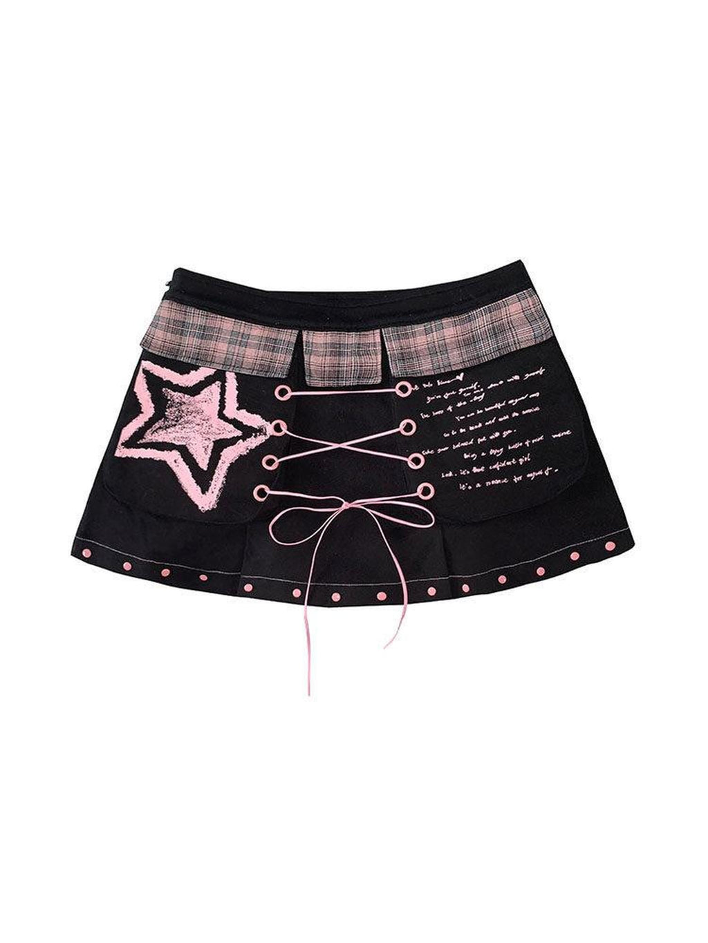 WSW Edgy Printed Cotton Blend Rock A Line Lace Up Midrise Women Mini Skirts